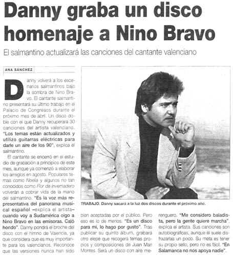 Danny graba un disco homenaje a Nino Bravo